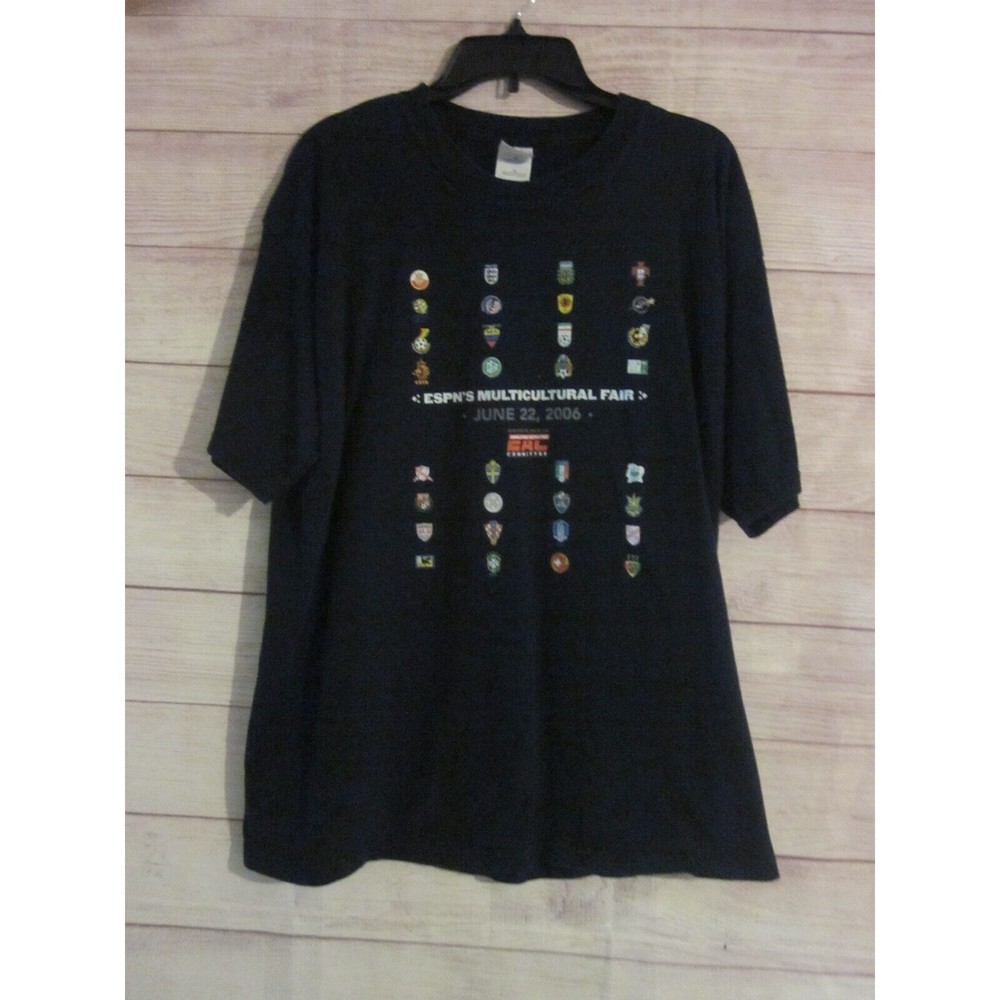 ESPN'S Multicultural Fair 2006 Glidan Men's T-Shirt Size XL Black Graphic Sports